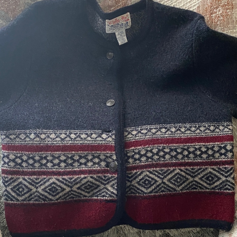 Tally Ho Navy and Red Patterned Sweater